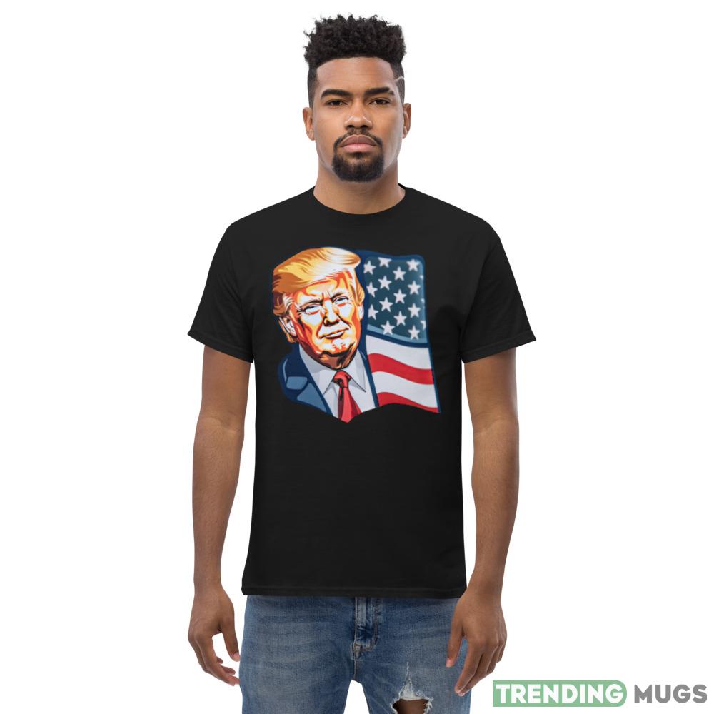 Donald Trump Pop Art With American Flag Waving Shirt Dark Shirt Donald Trump Pop Art With American Flag Waving Shirt Dark Shirt