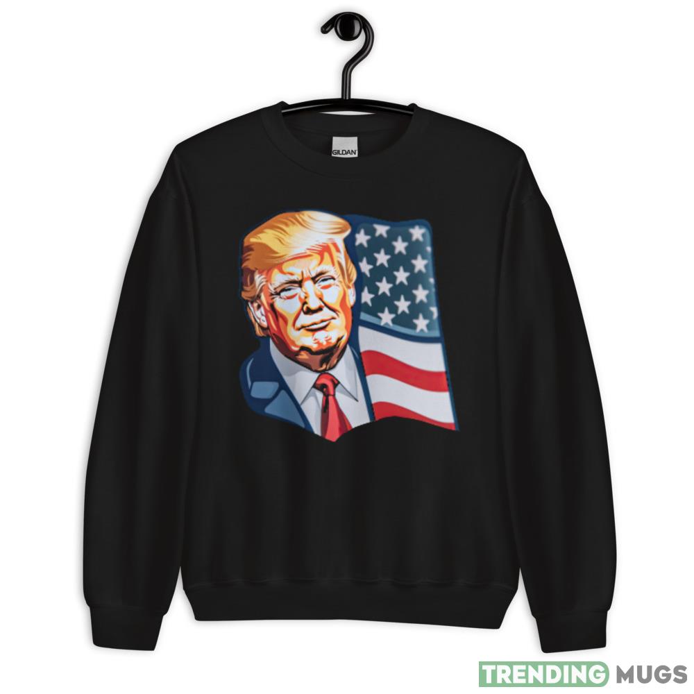 Donald Trump Pop Art With American Flag Waving Shirt - 18000 Unisex Heavy Blend Crewneck Sweatshirt Donald Trump Pop Art With American Flag Waving Shirt - 18000 Unisex Heavy Blend Crewneck Sweatshirt
