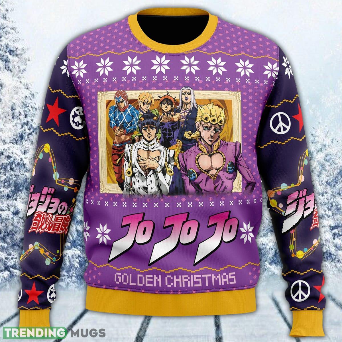 Golden Jojo’s Bizarre Adventure Ugly Sweater Men And Women Gift For Christmas - Golden Christmas Jojo’s Bizarre Adventure Ugly Christmas Sweater_1 Golden Jojo’s Bizarre Adventure Ugly Sweater Men And Women Gift For Christmas - Golden Christmas Jojo’s Bizarre Adventure Ugly Christmas Sweater_1