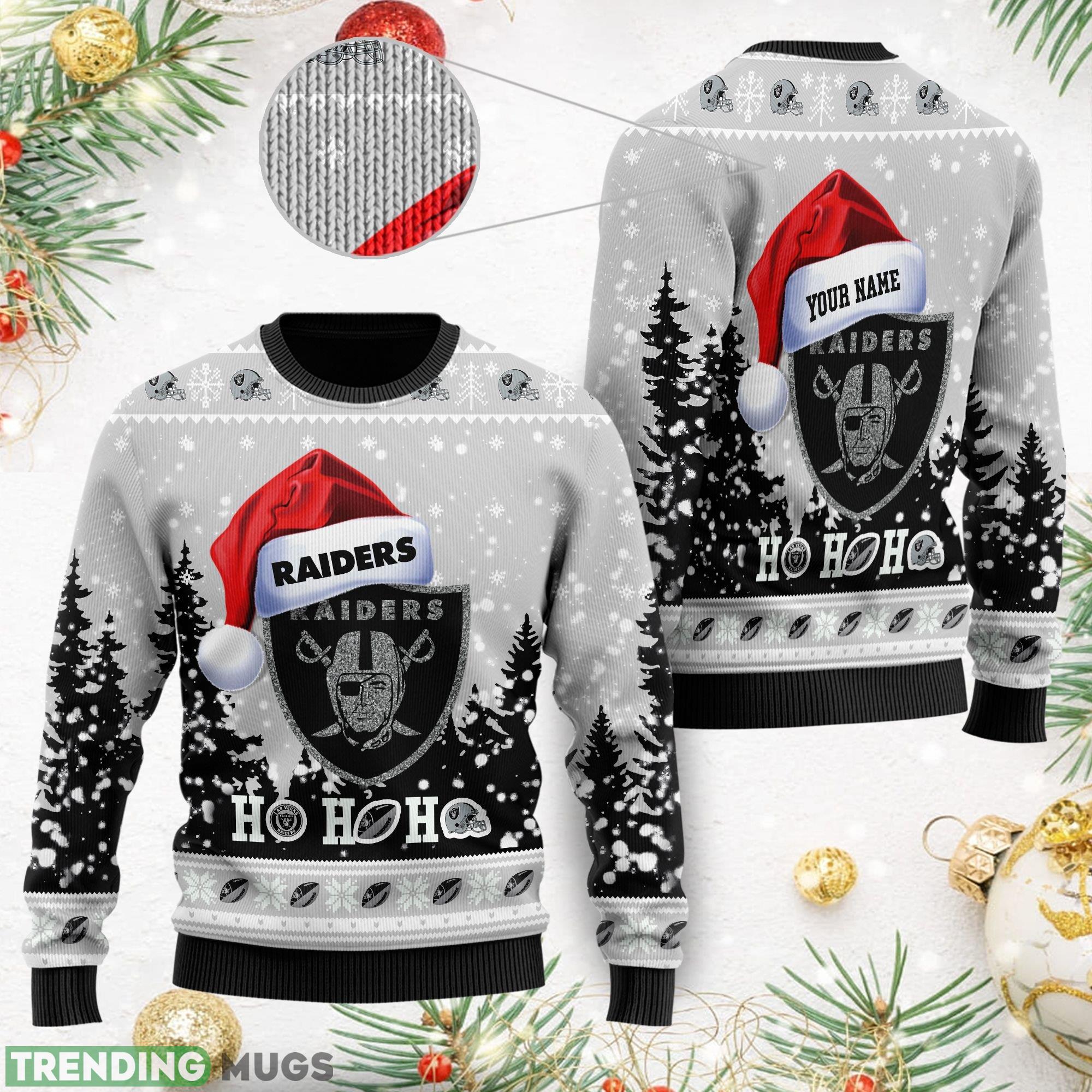 Las Vegas Raiders Symbol Wearing Santa Claus Hat Ho Ho Ho Personalized Name Sweater Gift For Christmas - Las Vegas Raiders Symbol Wearing Santa Claus Hat Ho Ho Ho Personalized Name Sweater Gift For Christmas Las Vegas Raiders Symbol Wearing Santa Claus Hat Ho Ho Ho Personalized Name Sweater Gift For Christmas - Las Vegas Raiders Symbol Wearing Santa Claus Hat Ho Ho Ho Personalized Name Sweater Gift For Christmas