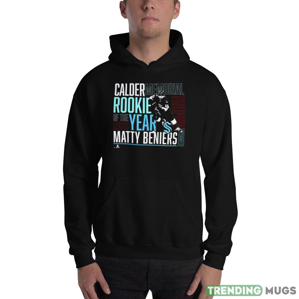 Matty Beniers Seattle Kraken 2023 Calder Trophy Winner T Shirt Dark Shirt Matty Beniers Seattle Kraken 2023 Calder Trophy Winner T Shirt Dark Shirt