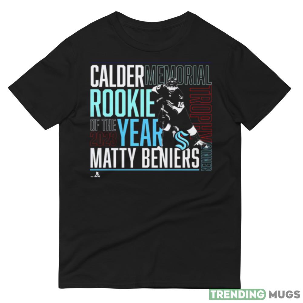 Matty Beniers Seattle Kraken 2023 Calder Trophy Winner T Shirt Dark Shirt Matty Beniers Seattle Kraken 2023 Calder Trophy Winner T Shirt Dark Shirt