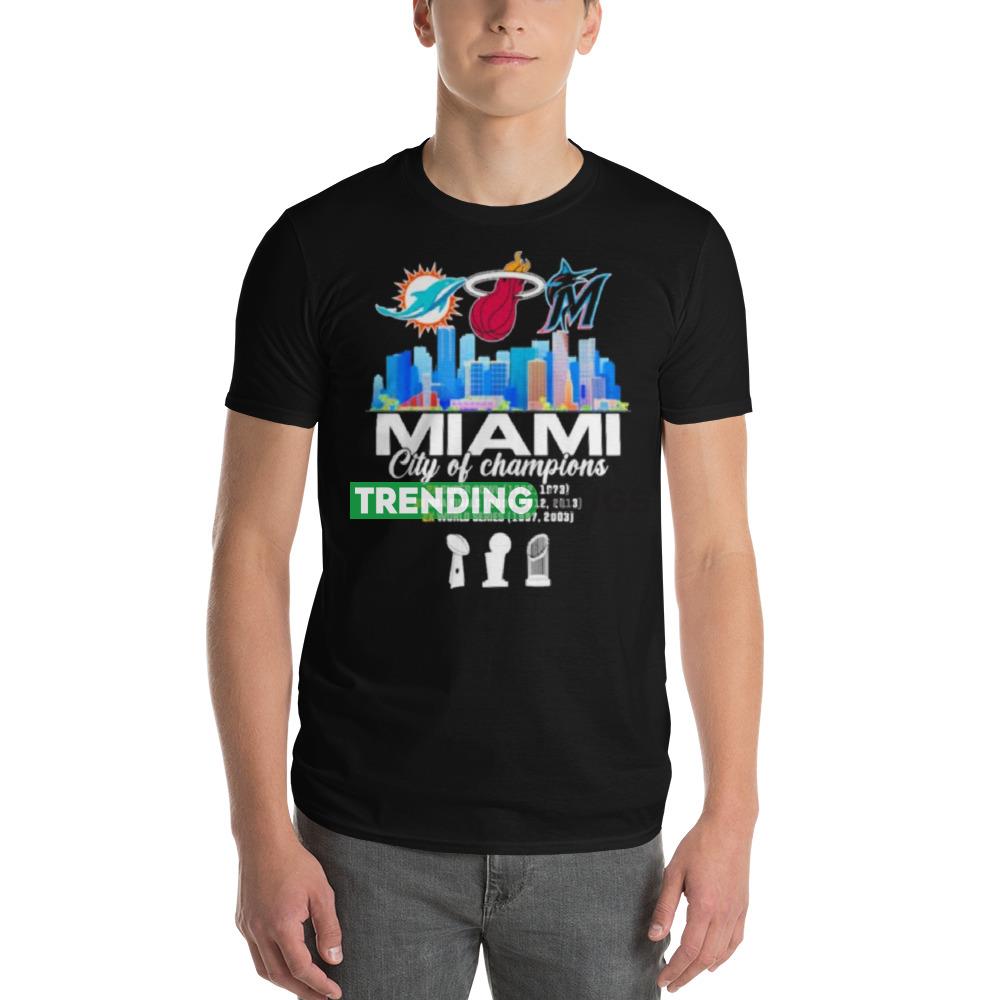 Miami City Of Champion Dolphins Heat Marlins Shirt Dark Shirt Miami City Of Champion Dolphins Heat Marlins Shirt Dark Shirt