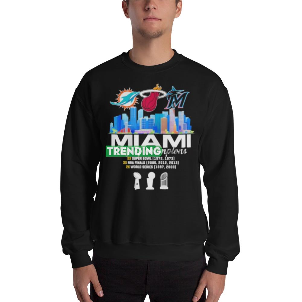 Miami City Of Champion Dolphins Heat Marlins Shirt - 18000 Unisex Heavy Blend Crewneck Sweatshirt Miami City Of Champion Dolphins Heat Marlins Shirt - 18000 Unisex Heavy Blend Crewneck Sweatshirt