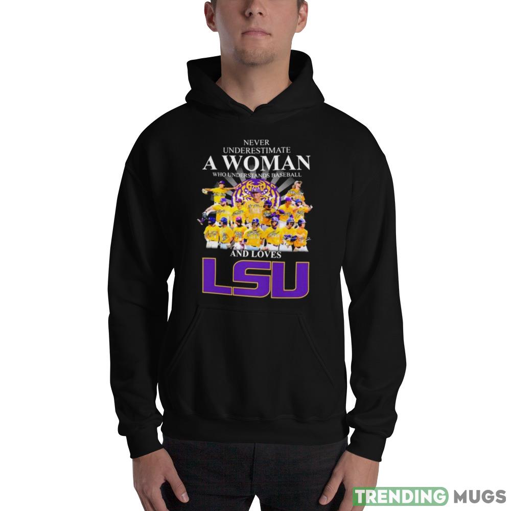 Never underestimate a Woman who understands baseball and loves LSU Tigers 2023 signatures shirt Dark Shirt Never underestimate a Woman who understands baseball and loves LSU Tigers 2023 signatures shirt Dark Shirt