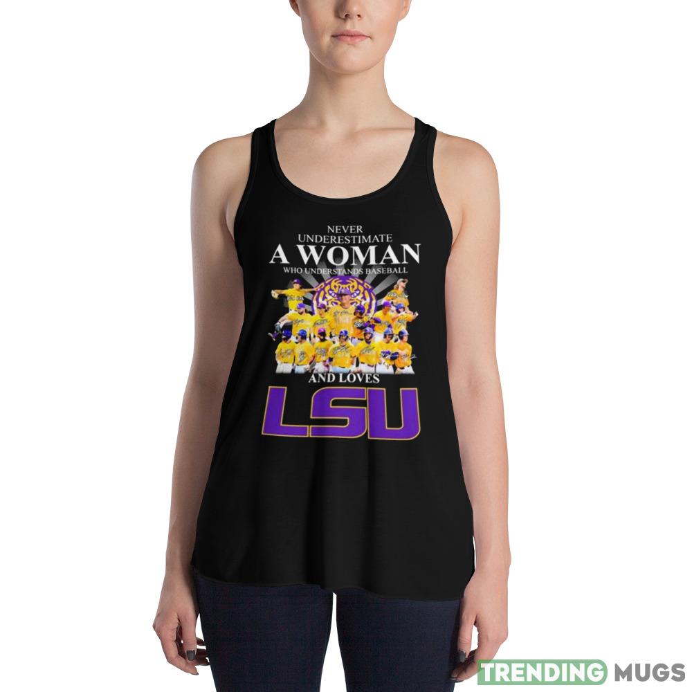 Never underestimate a Woman who understands baseball and loves LSU Tigers 2023 signatures shirt Dark Shirt Never underestimate a Woman who understands baseball and loves LSU Tigers 2023 signatures shirt Dark Shirt