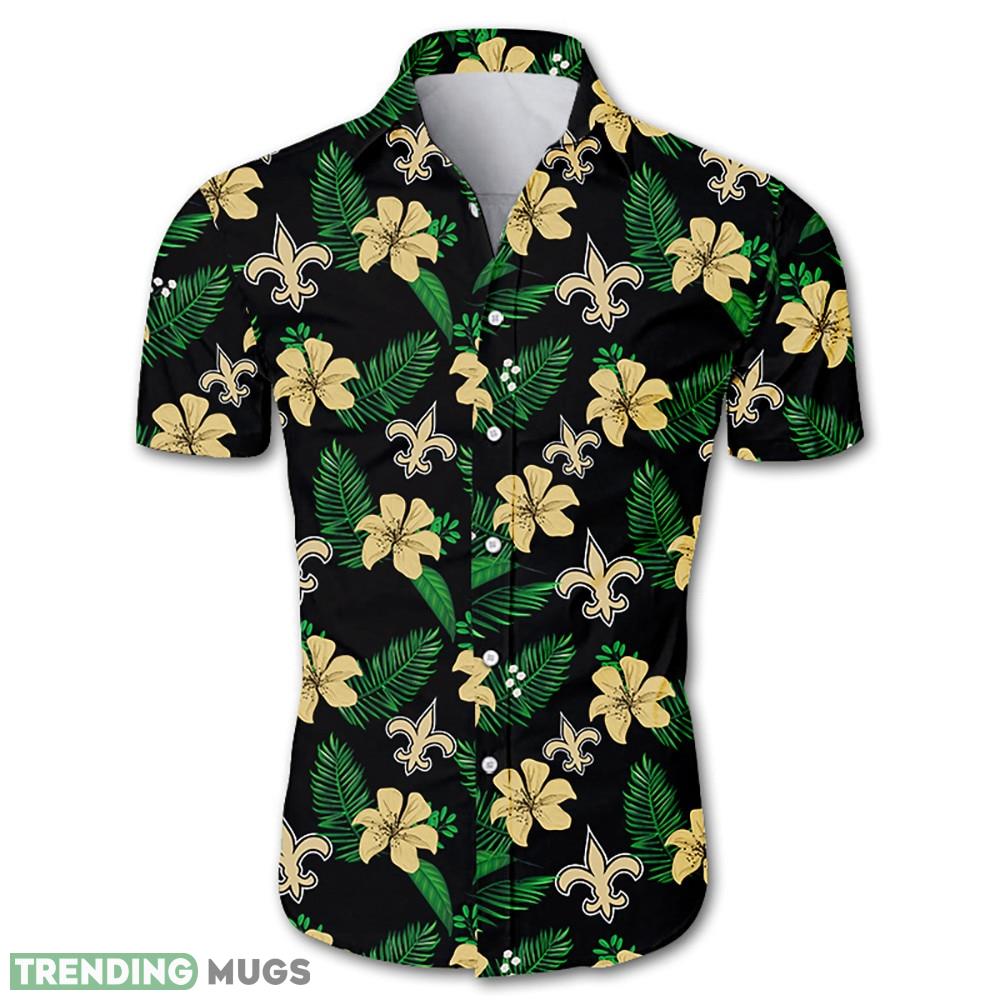 New Orleans Saints Hawaiian Shirt Flower Printed Men And Women For Fans - New Orleans Saints Hawaiian Shirt Tropical Flower summer 2020_1