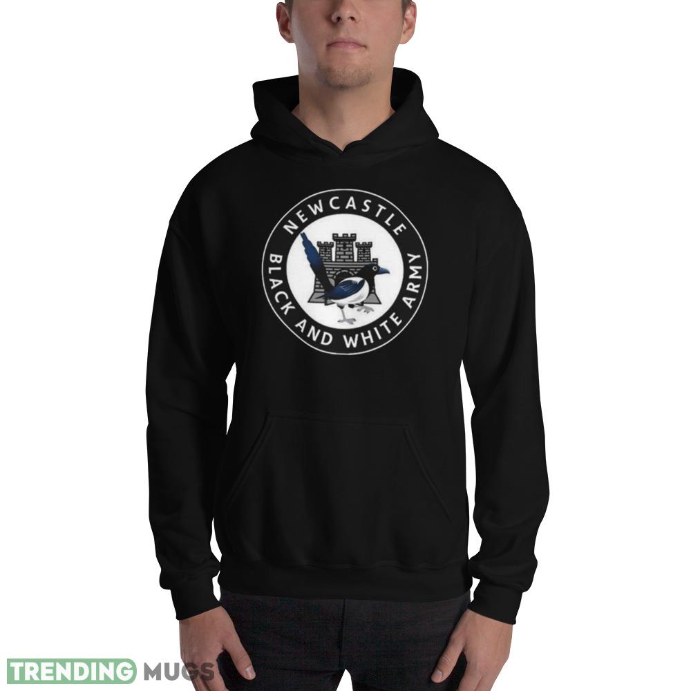 Newcastle Large CREST Fanmade Black and White Army Shirt Dark Shirt Newcastle Large CREST Fanmade Black and White Army Shirt Dark Shirt