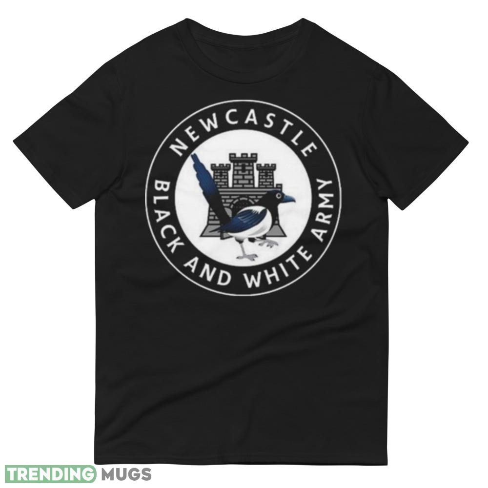 Newcastle Large CREST Fanmade Black and White Army Shirt Dark Shirt Newcastle Large CREST Fanmade Black and White Army Shirt Dark Shirt