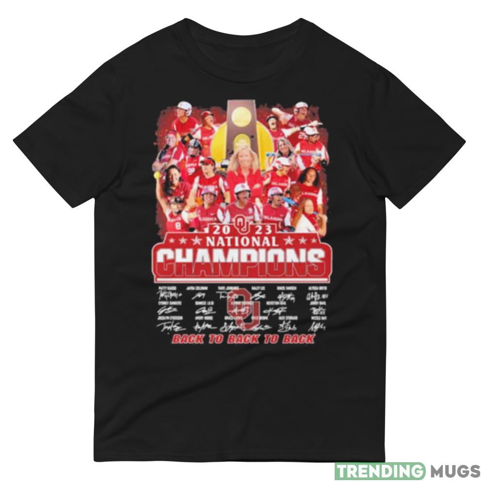 Oklahoma Sooners Softball Team 2023 National Champions Back To Back To Back Signatures Shirt Dark Shirt Oklahoma Sooners Softball Team 2023 National Champions Back To Back To Back Signatures Shirt Dark Shirt