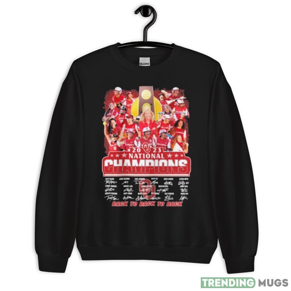 Oklahoma Sooners Softball Team 2023 National Champions Back To Back To Back Signatures Shirt - 18000 Unisex Heavy Blend Crewneck Sweatshirt Oklahoma Sooners Softball Team 2023 National Champions Back To Back To Back Signatures Shirt - 18000 Unisex Heavy Blend Crewneck Sweatshirt