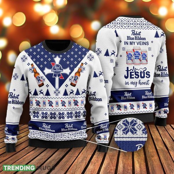 Pabst Blue Ribbon In My Veins Jesus In My Heart Sweater Gift For Men And Women - Pabst Blue Ribbon In My Veins Jesus In My Heart Sweater Gift For Men And Women Pabst Blue Ribbon In My Veins Jesus In My Heart Sweater Gift For Men And Women - Pabst Blue Ribbon In My Veins Jesus In My Heart Sweater Gift For Men And Women