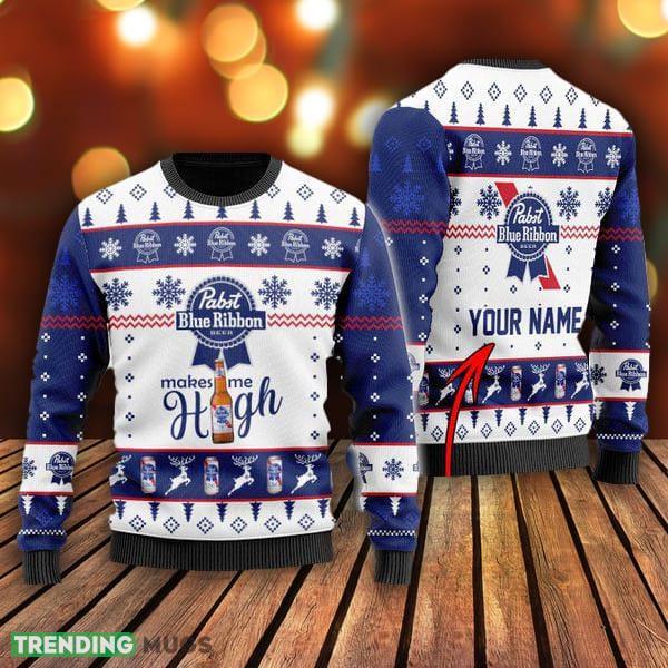Pabst Blue Ribbon Makes Me High Christmas Ugly Sweater Custom Name Gift For Christmas - Pabst Blue Ribbon Makes Me High Christmas Ugly Sweater Custom Name Gift For Christmas Pabst Blue Ribbon Makes Me High Christmas Ugly Sweater Custom Name Gift For Christmas - Pabst Blue Ribbon Makes Me High Christmas Ugly Sweater Custom Name Gift For Christmas
