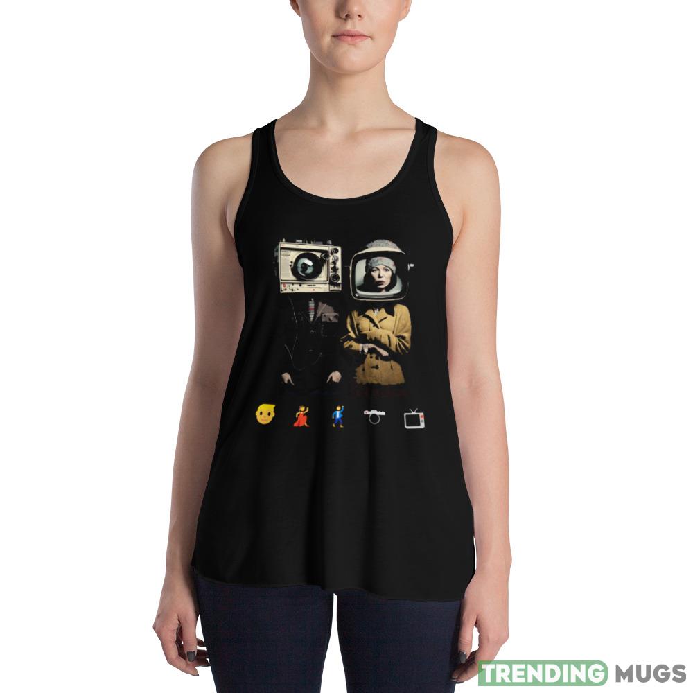 Person, Woman, Man, Camera, TV Black T Shirt Dark Shirt Person, Woman, Man, Camera, TV Black T Shirt Dark Shirt