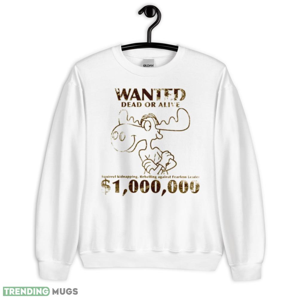 Rocky And Bullwinkle Wanted White Shirt - 18000 Unisex Heavy Blend Crewneck Sweatshirt