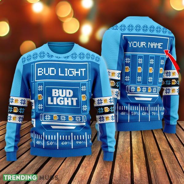 Snowy Bud Light Ugly Christmas Sweater Custom Name Gift For Christmas - Snowy Bud Light Ugly Christmas Sweater Custom Name Gift For Christmas Snowy Bud Light Ugly Christmas Sweater Custom Name Gift For Christmas - Snowy Bud Light Ugly Christmas Sweater Custom Name Gift For Christmas