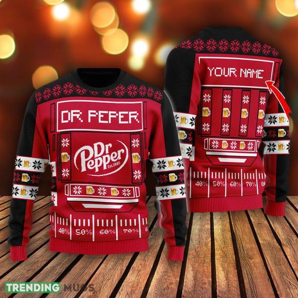 Snowy Dr Pepper Ugly Christmas Sweater Custom Name Gift For Christmas - Snowy Dr Pepper Ugly Christmas Sweater Custom Name Gift For Christmas