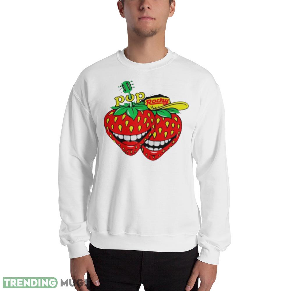 Strawberry pop rocky White T Shirt For Men And Women - 18000 Unisex Heavy Blend Crewneck Sweatshirt Strawberry pop rocky White T Shirt For Men And Women - 18000 Unisex Heavy Blend Crewneck Sweatshirt