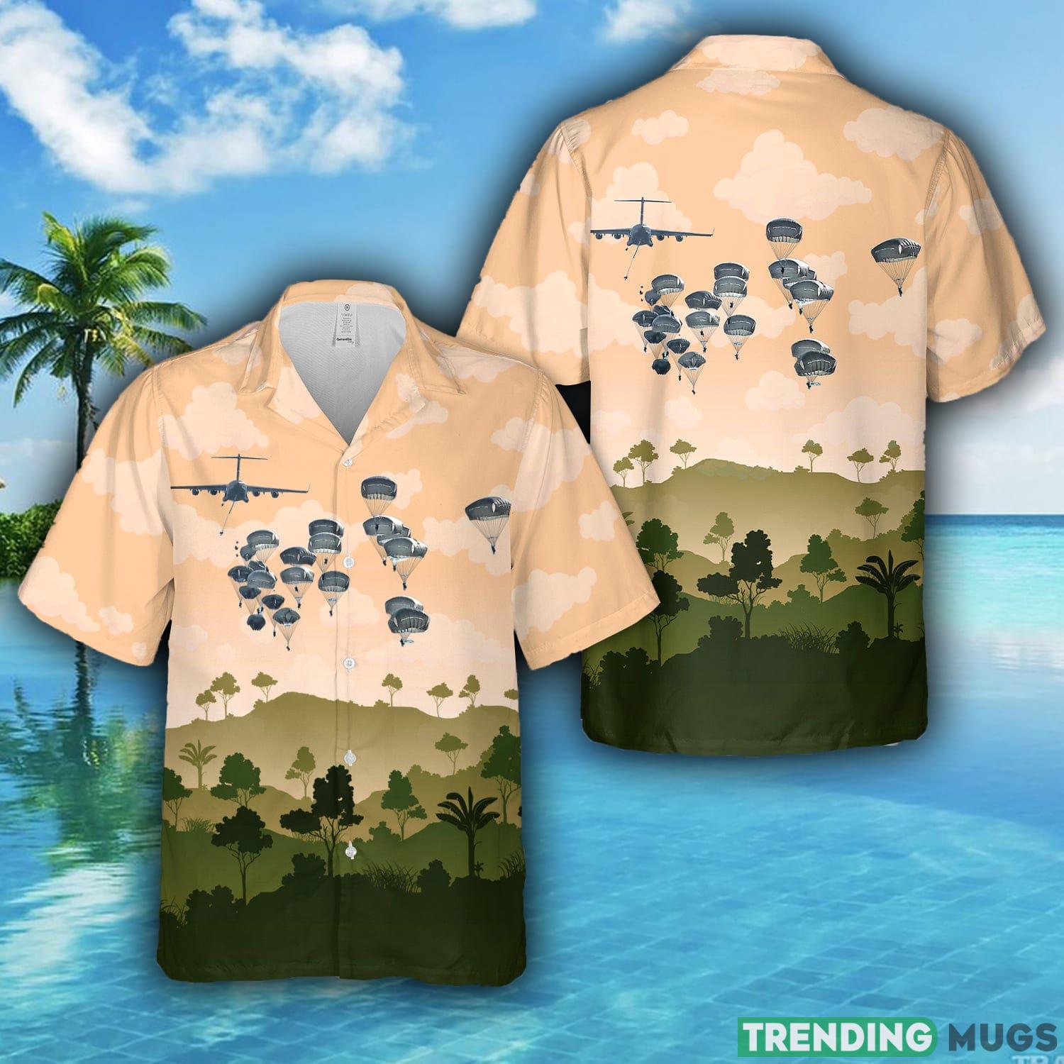 US Army's 82nd Airborne Division jump from C 17 Globemaster III Hawaiian Shirt Hawaiian Shirt US Army's 82nd Airborne Division jump from C-17 Globemaster III Hawaiian Shirt - US Army's 82nd Airborne Division jump from C-17 Globemaster III Hawaiian Shirt