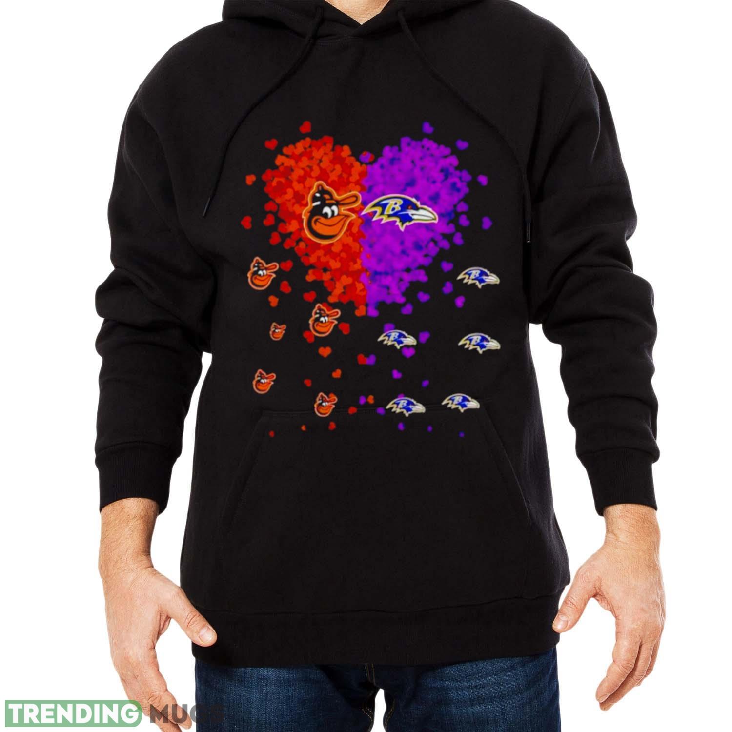 Baltimore Orioles Baltimore Ravens logo in heart shirt Dark Shirt Baltimore Orioles Baltimore Ravens logo in heart shirt Dark Shirt