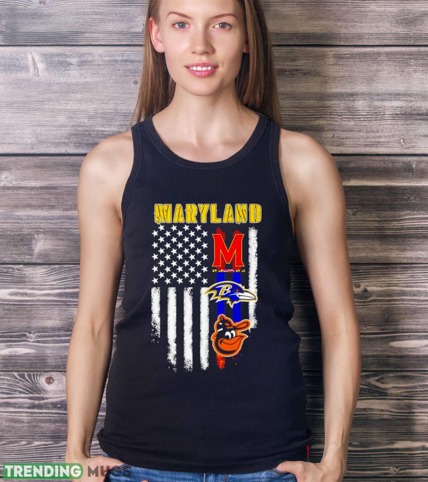Baltimore Orioles Baltimore Ravens Maryland Terrapins logo USA flag shirt Dark Shirt Baltimore Orioles Baltimore Ravens Maryland Terrapins logo USA flag shirt Dark Shirt