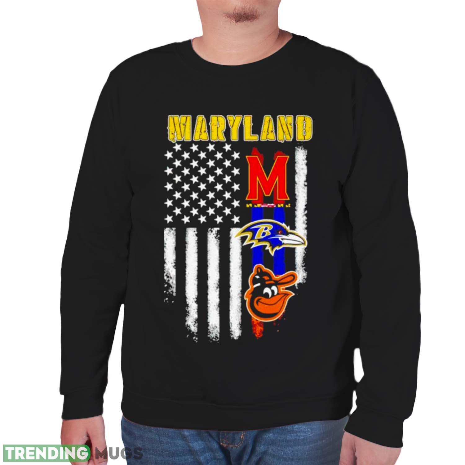 Baltimore Orioles Baltimore Ravens Maryland Terrapins logo USA flag shirt Dark Shirt Baltimore Orioles Baltimore Ravens Maryland Terrapins logo USA flag shirt Dark Shirt