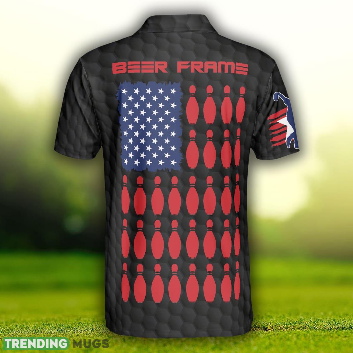 Beer Frame Bowling With American Flag Polo Shirt For Men And Women Polo Shirt Beer Frame Bowling With American Flag Polo Shirt For Men And Women Polo Shirt