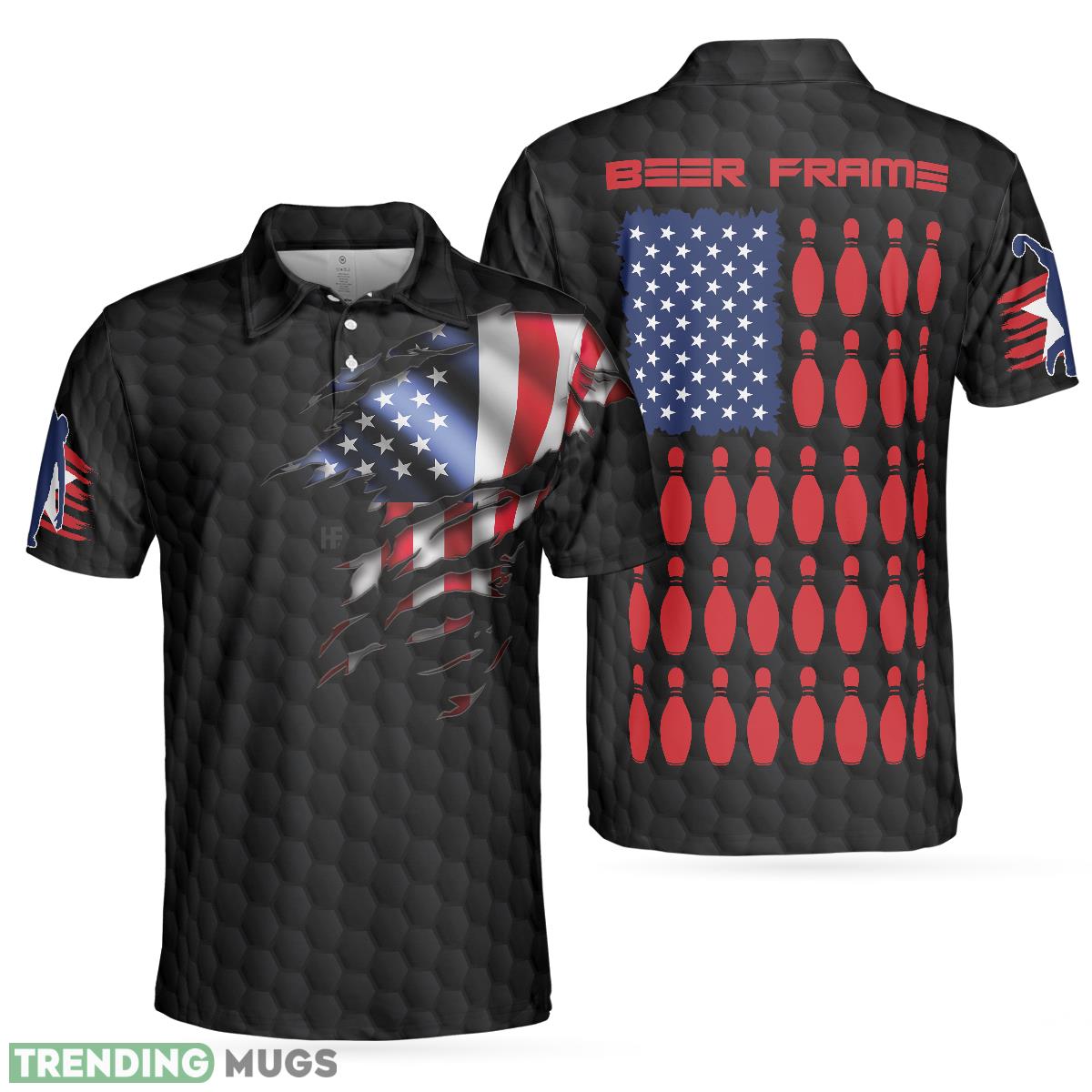 Beer Frame Bowling With American Flag Polo Shirt For Men And Women - Beer Frame Bowling With American Flag Polo Shirt_1 Beer Frame Bowling With American Flag Polo Shirt For Men And Women - Beer Frame Bowling With American Flag Polo Shirt_1