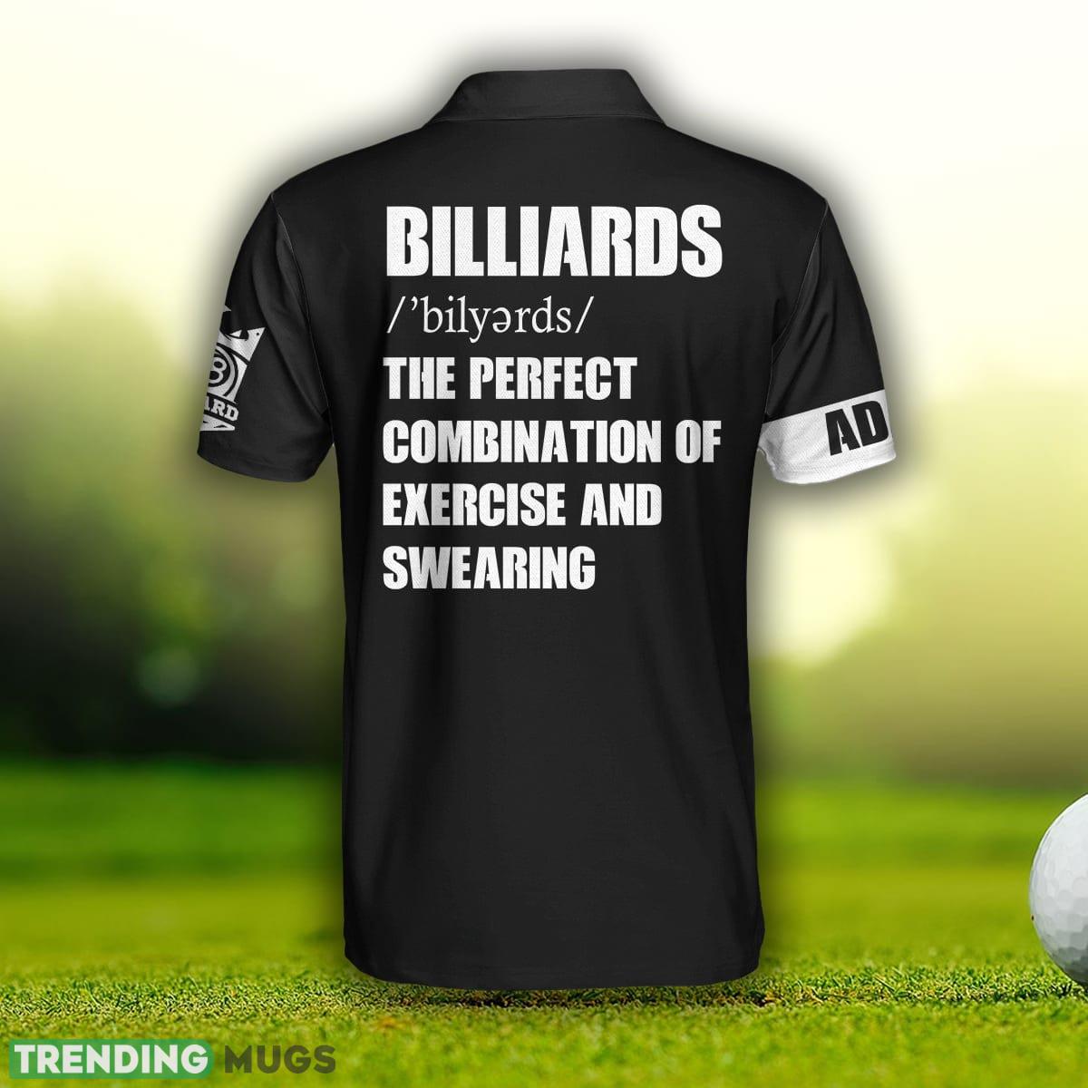 Billiards Excercise And Swearing, Black And White American Flag Billiards Shirt Polo Shirt Custom Name Polo Shirt Billiards Excercise And Swearing, Black And White American Flag Billiards Shirt Polo Shirt Custom Name Polo Shirt