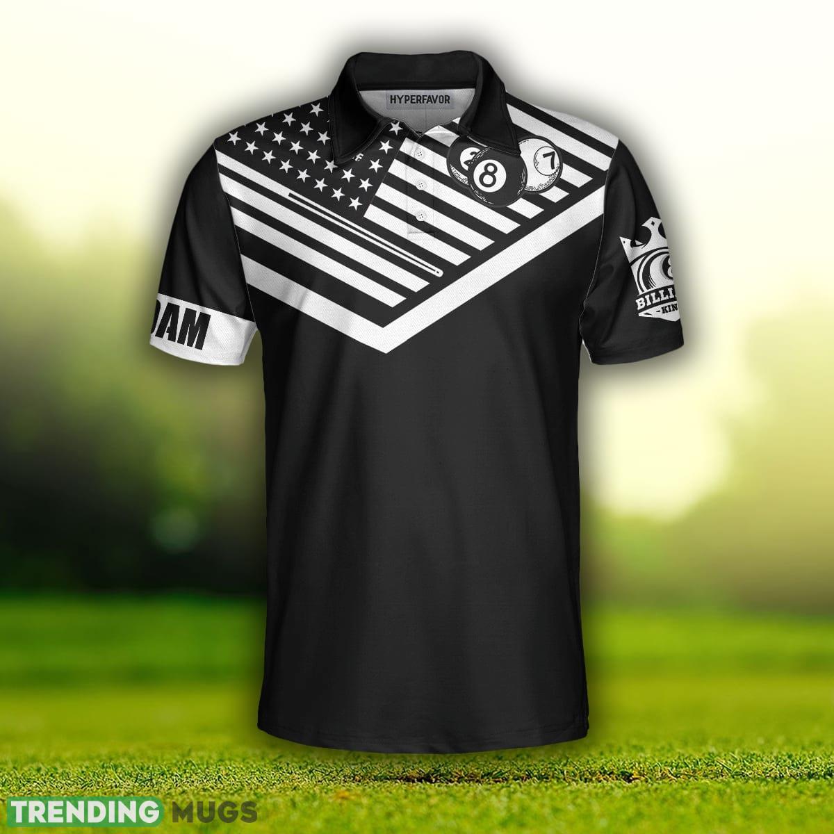 Billiards Excercise And Swearing, Black And White American Flag Billiards Shirt Polo Shirt Custom Name Polo Shirt Billiards Excercise And Swearing, Black And White American Flag Billiards Shirt Polo Shirt Custom Name Polo Shirt