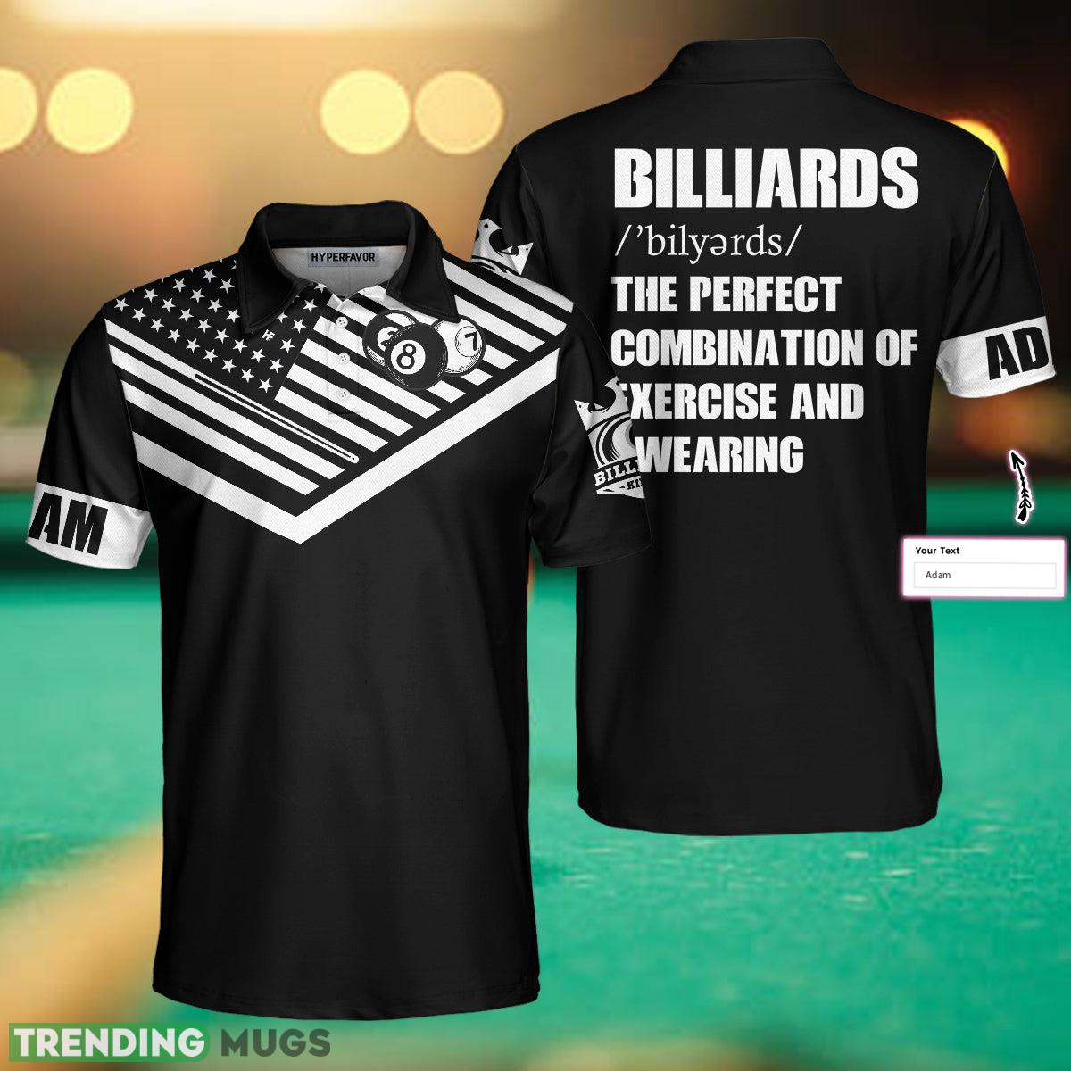 Billiards Excercise And Swearing, Black And White American Flag Billiards Shirt Polo Shirt Custom Name - Billiards Excercise And Swearing Custom Polo Shirt, Black And White American Flag Billiards Shirt_1 Billiards Excercise And Swearing, Black And White American Flag Billiards Shirt Polo Shirt Custom Name - Billiards Excercise And Swearing Custom Polo Shirt, Black And White American Flag Billiards Shirt_1