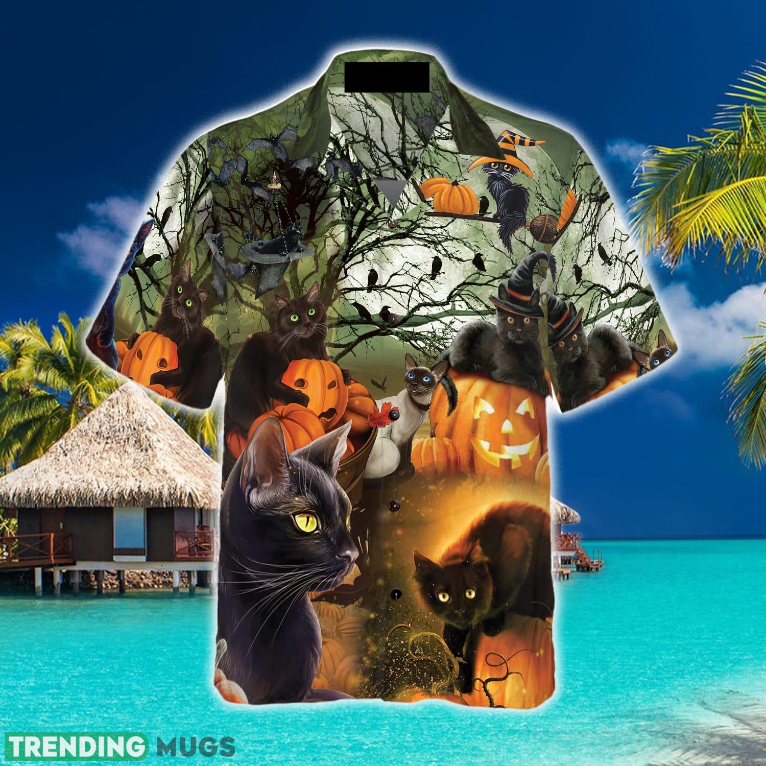 Black Cat & The Pumpkin Halloween Hawaiian Shirt Summer Beach Gift For Men And Women Hawaiian Shirt Black Cat & The Pumpkin Halloween Hawaiian Shirt Summer Beach Gift For Men And Women Hawaiian Shirt
