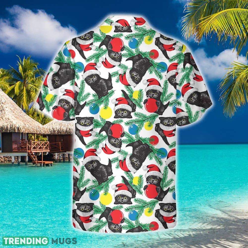 Black Kitten Wearing Santa Hat Hawaiian Shirt Summer Beach Gift For Men And Women Hawaiian Shirt Black Kitten Wearing Santa Hat Hawaiian Shirt Summer Beach Gift For Men And Women Hawaiian Shirt