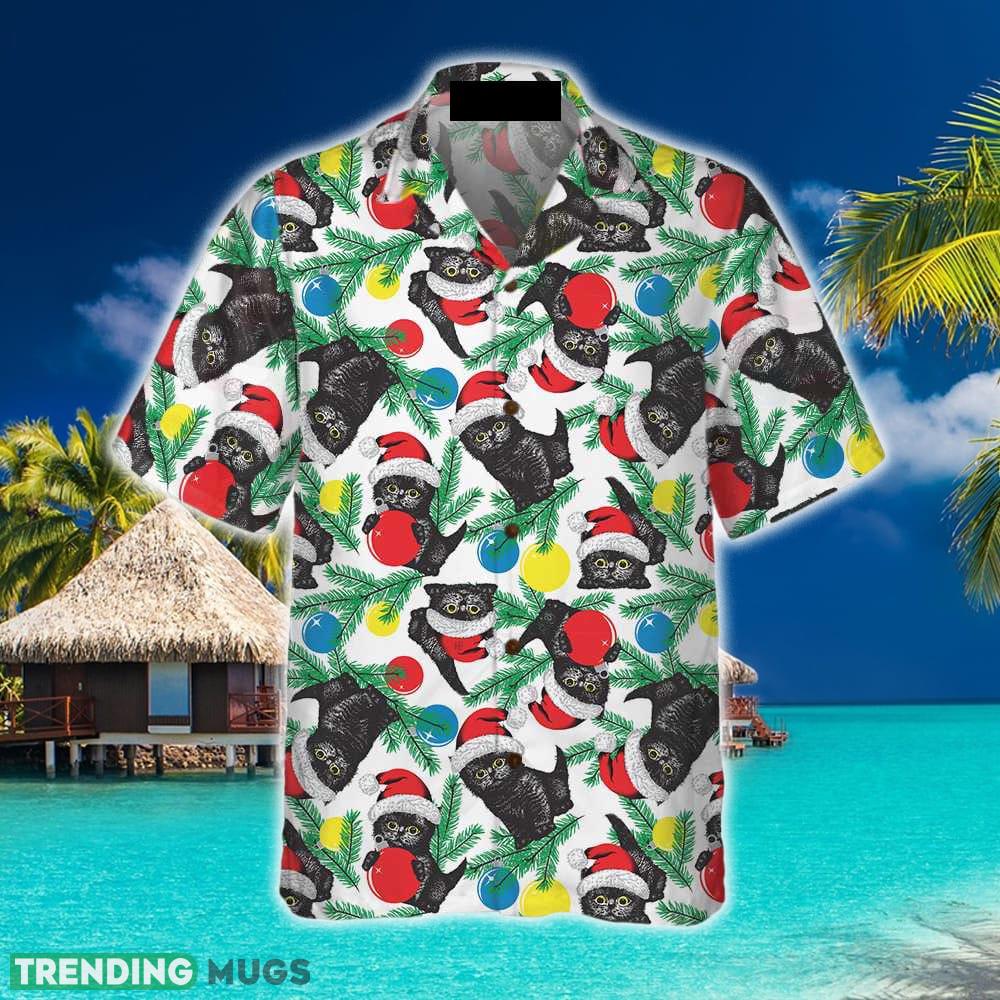 Black Kitten Wearing Santa Hat Hawaiian Shirt Summer Beach Gift For Men And Women Hawaiian Shirt Black Kitten Wearing Santa Hat Hawaiian Shirt Summer Beach Gift For Men And Women Hawaiian Shirt
