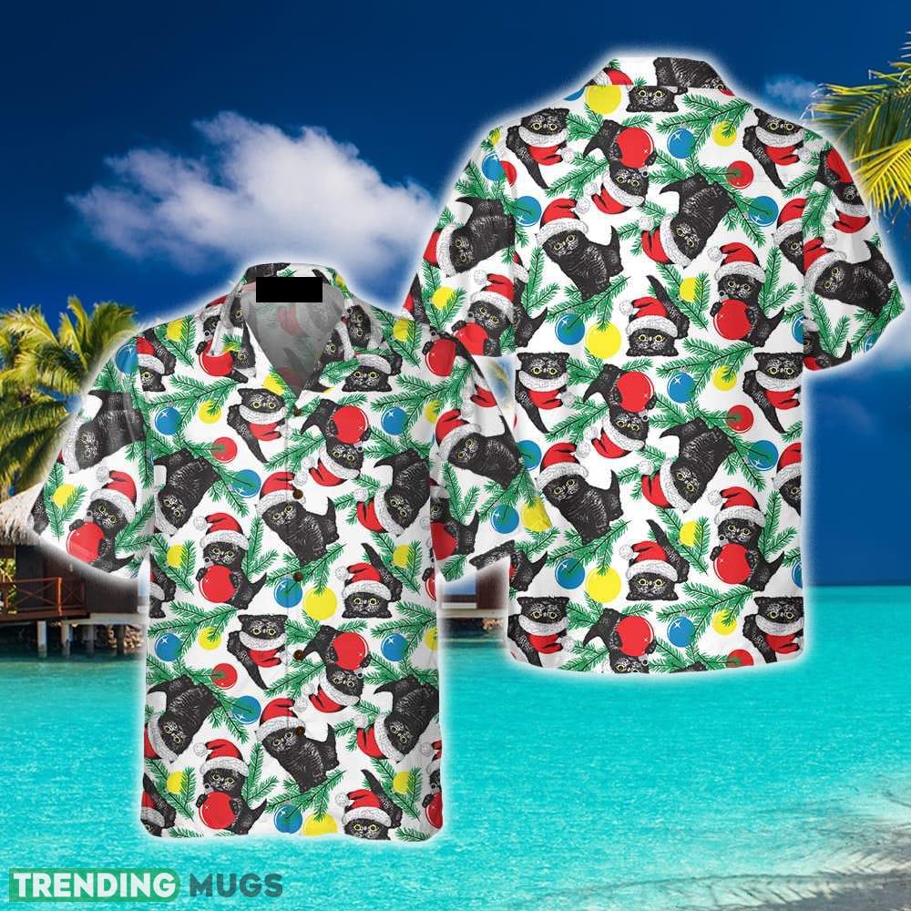 Black Kitten Wearing Santa Hat Hawaiian Shirt Summer Beach Gift For Men And Women - Black Kitten Wearing Santa Hat Hawaiian Shirt, Funny Christmas Cat Shirt_1 Black Kitten Wearing Santa Hat Hawaiian Shirt Summer Beach Gift For Men And Women - Black Kitten Wearing Santa Hat Hawaiian Shirt, Funny Christmas Cat Shirt_1