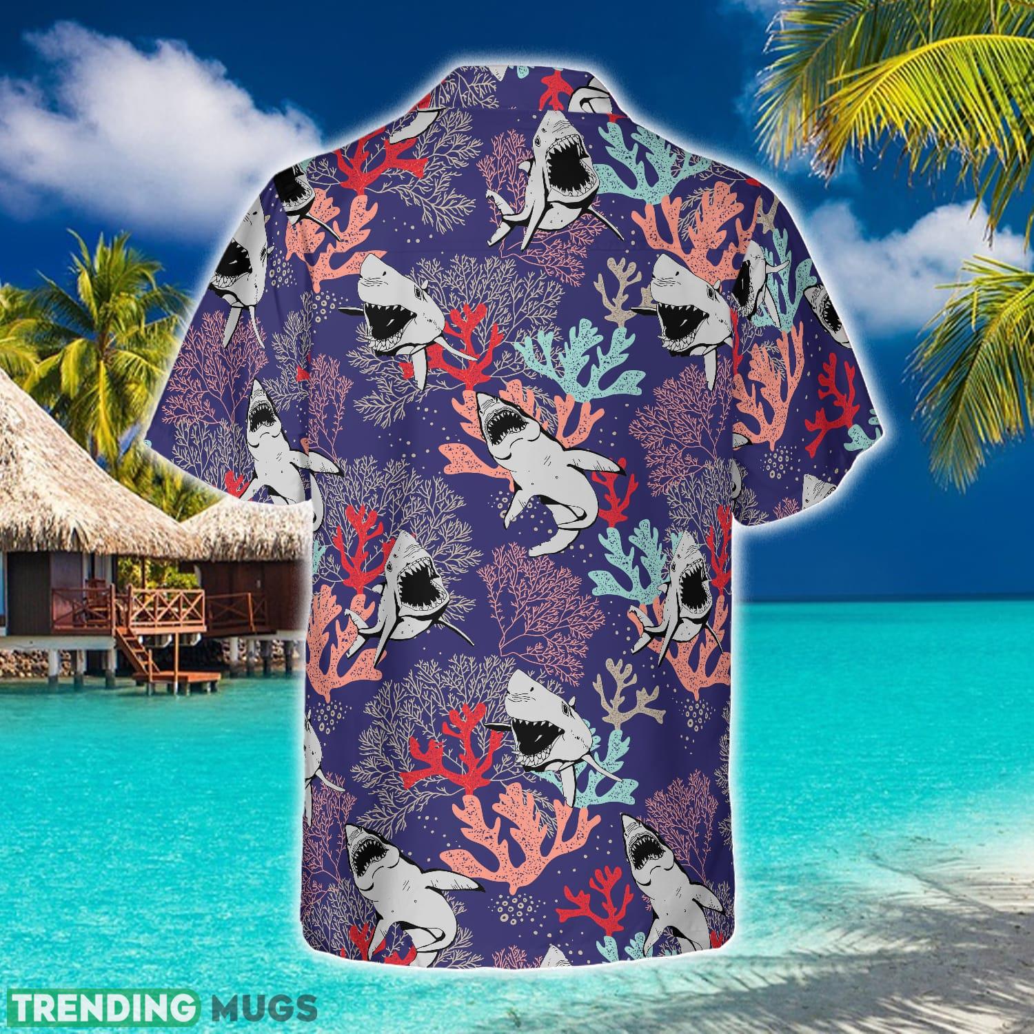 Blue Ocean Coral Sharks Hawaiian Shirt Summer Beach Gift For Men And Women Hawaiian Shirt Blue Ocean Coral Sharks Hawaiian Shirt Summer Beach Gift For Men And Women Hawaiian Shirt