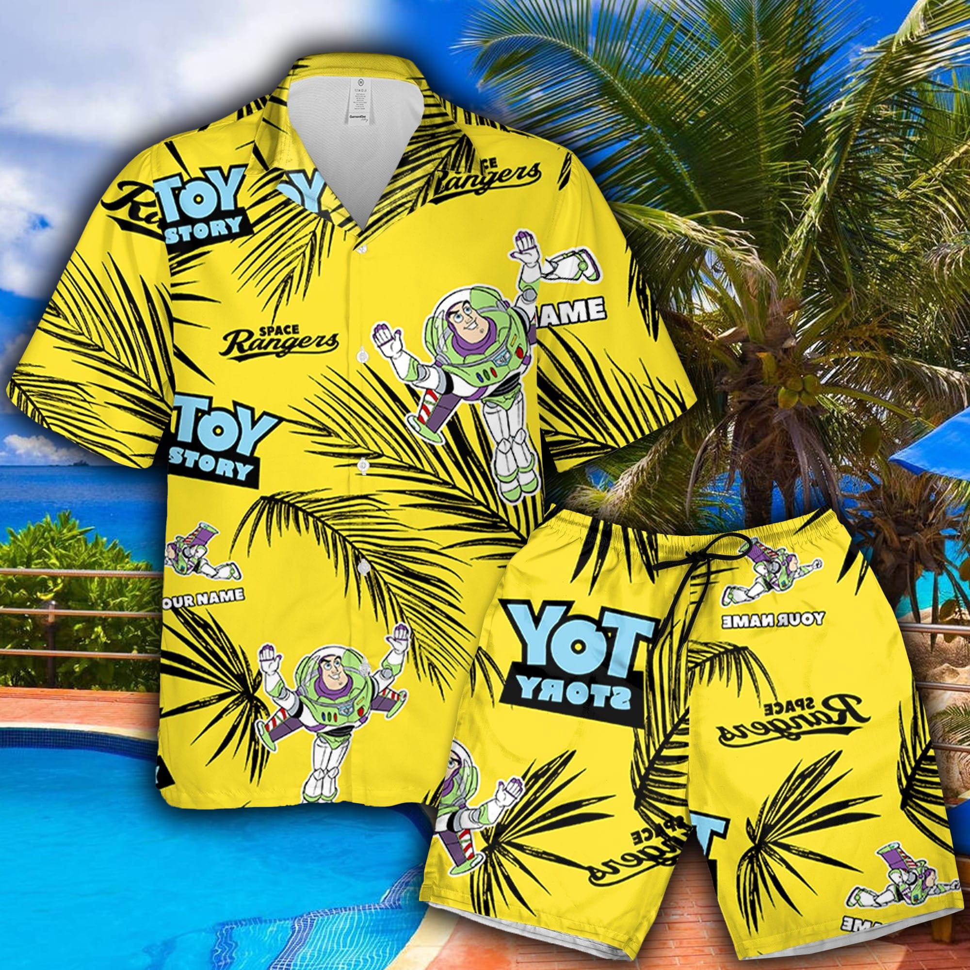 Buzz Lightyear Space Buzz Yellow blue toy story Hawaiian Shirt And Short Palm Leaves Custom Name Summer Gift For Men And Women - 250723-212207 Buzz Lightyear Space Buzz Yellow blue toy story Hawaiian Shirt And Short Palm Leaves Custom Name Summer Gift For Men And Women - 250723-212207