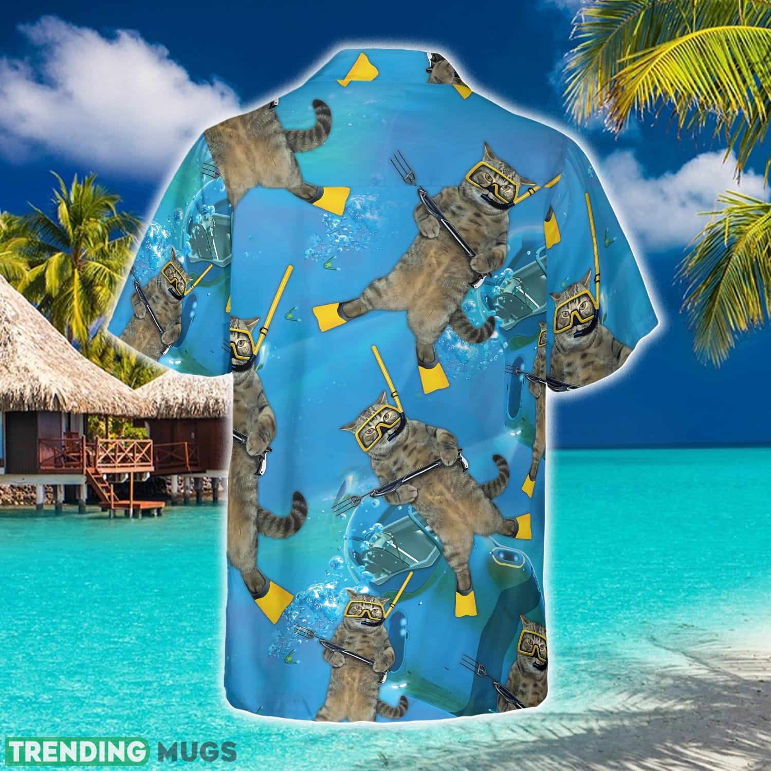 Cat Diver 3D Hawaiian Shirt Beach Summer For Men And Women Gift Hawaiian Shirt Cat Diver 3D Hawaiian Shirt Beach Summer For Men And Women Gift Hawaiian Shirt