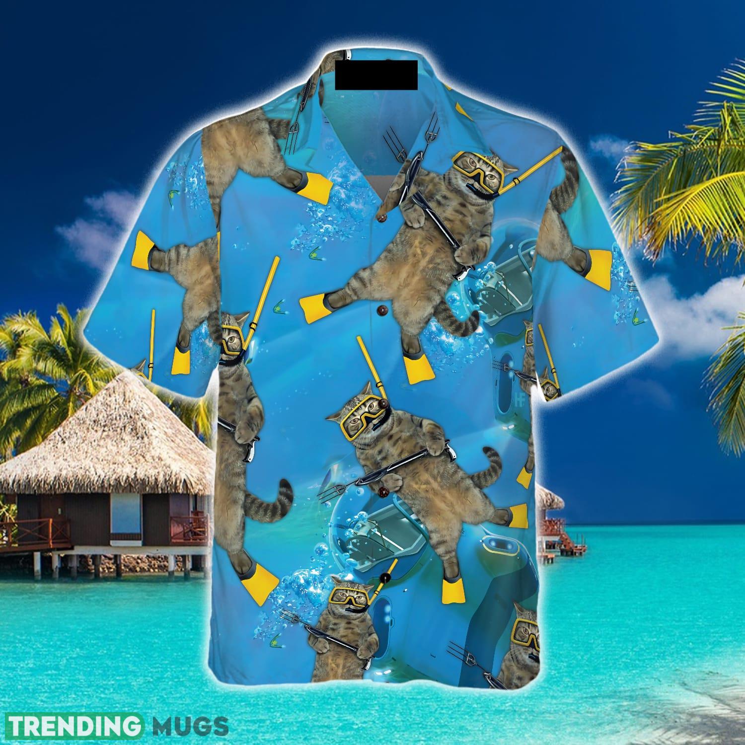Cat Diver 3D Hawaiian Shirt Beach Summer For Men And Women Gift Hawaiian Shirt Cat Diver 3D Hawaiian Shirt Beach Summer For Men And Women Gift Hawaiian Shirt