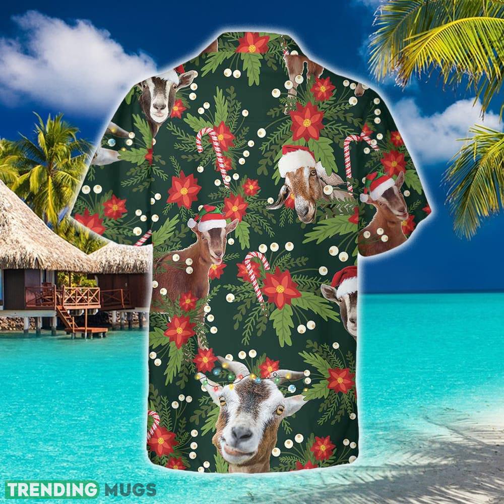 Christmas Goat With Poinsettia Flower Hawaiian Shirt Aloha Summer For Men And Women Gift Hawaiian Shirt Christmas Goat With Poinsettia Flower Hawaiian Shirt Aloha Summer For Men And Women Gift Hawaiian Shirt