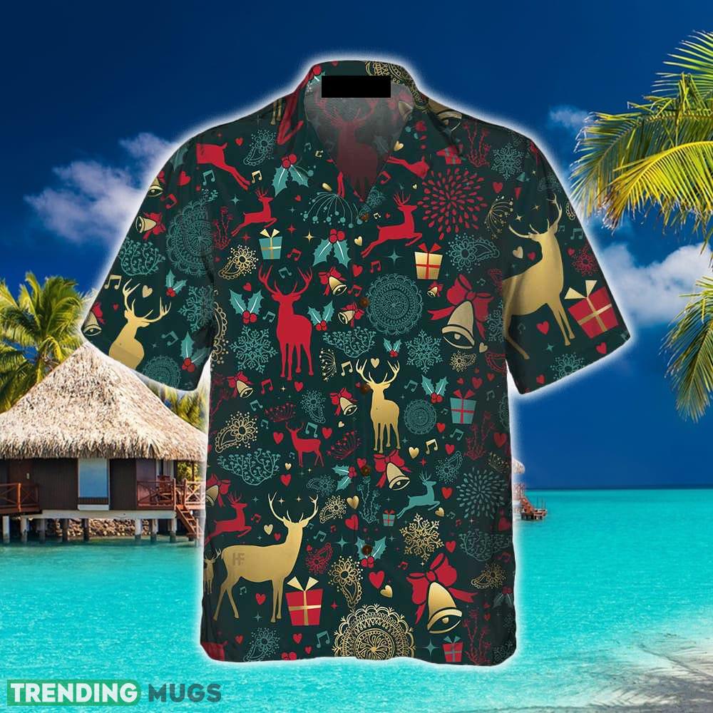Christmas Golden Deer Pattern Hawaiian Shirt Aloha Summer For Men And Women Gift Hawaiian Shirt Christmas Golden Deer Pattern Hawaiian Shirt Aloha Summer For Men And Women Gift Hawaiian Shirt