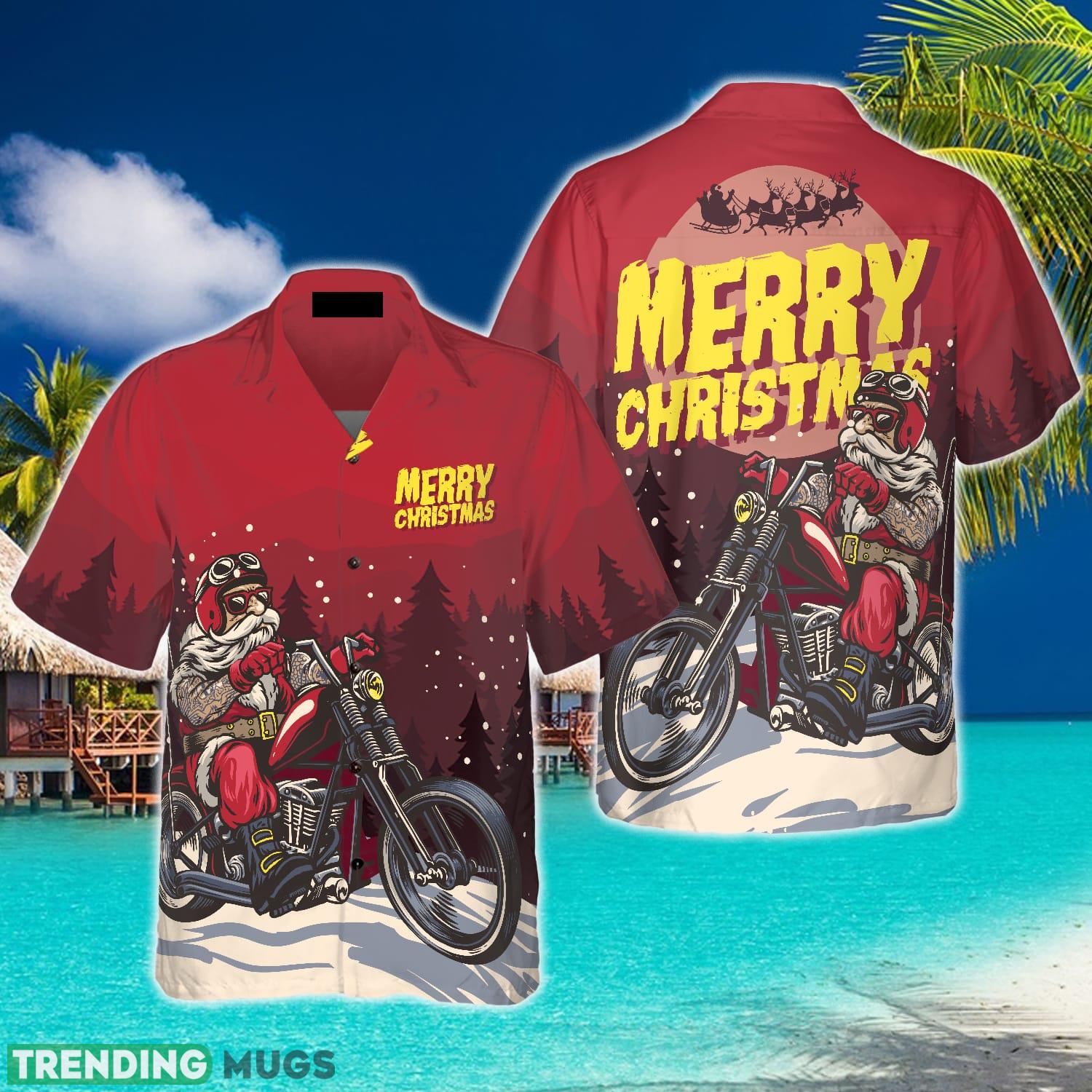 Christmas Hawaiian Shirts Santa Motobike Shirt Christmas Shirt Gift For Men And Women - Christmas Hawaiian Shirts,  Santa Motobike Shirt Short Sleeve, Christmas Shirt Idea Gift For Men And Women_1