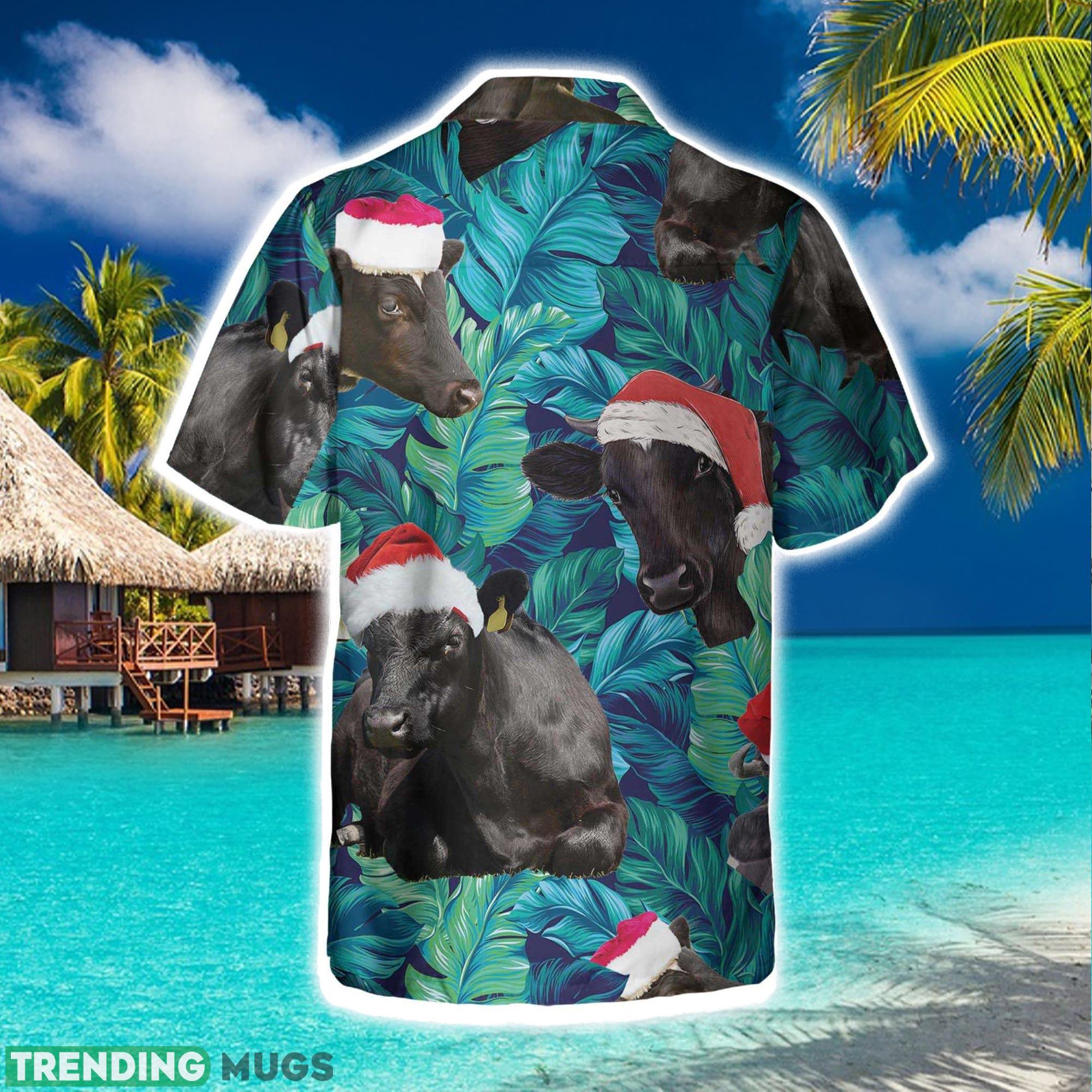 Cows Black Cattle Wear Santa Hat Hawaiian Shirt Aloha Summer For Men And Women Gift Hawaiian Shirt Cows Black Cattle Wear Santa Hat Hawaiian Shirt Aloha Summer For Men And Women Gift Hawaiian Shirt