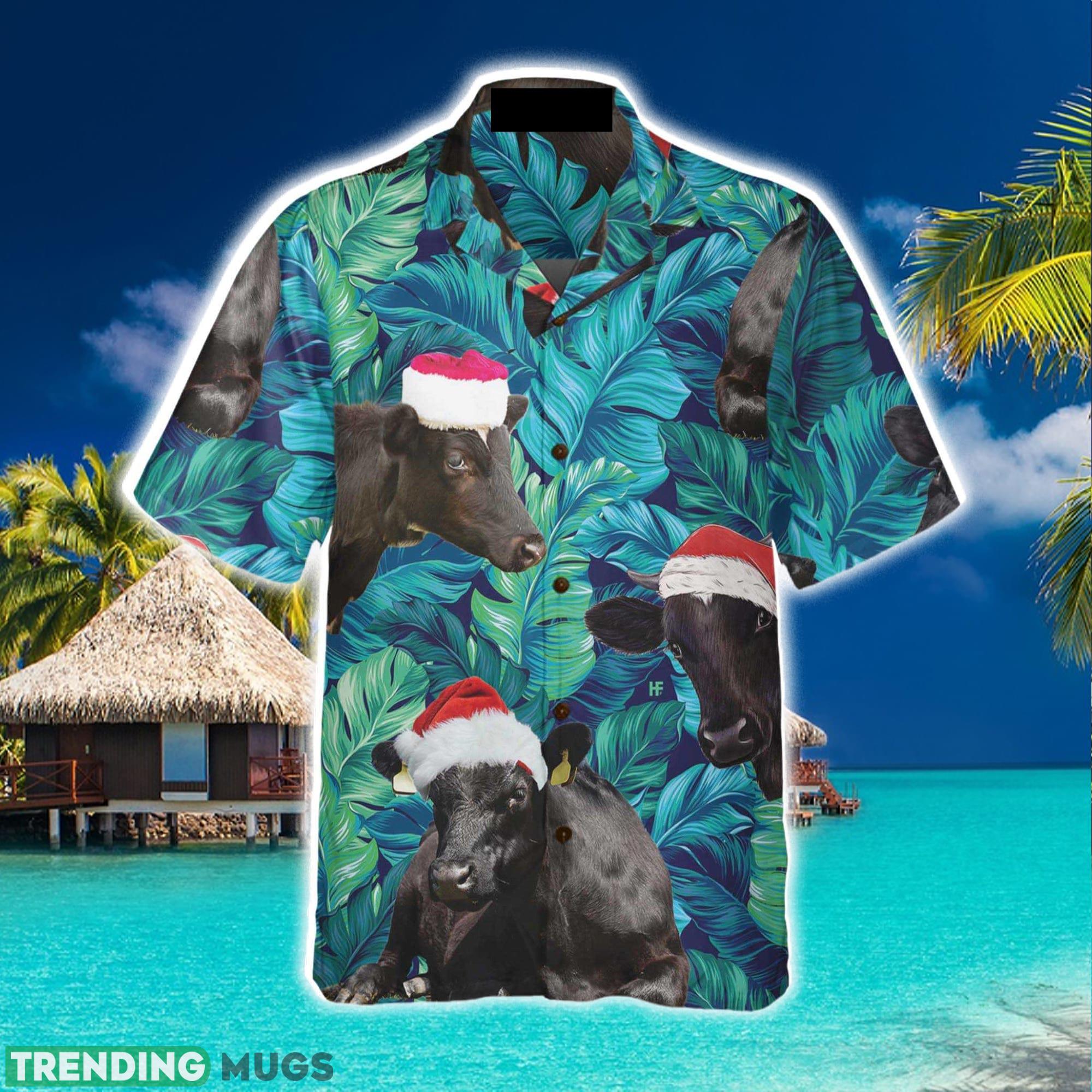 Cows Black Cattle Wear Santa Hat Hawaiian Shirt Aloha Summer For Men And Women Gift Hawaiian Shirt Cows Black Cattle Wear Santa Hat Hawaiian Shirt Aloha Summer For Men And Women Gift Hawaiian Shirt