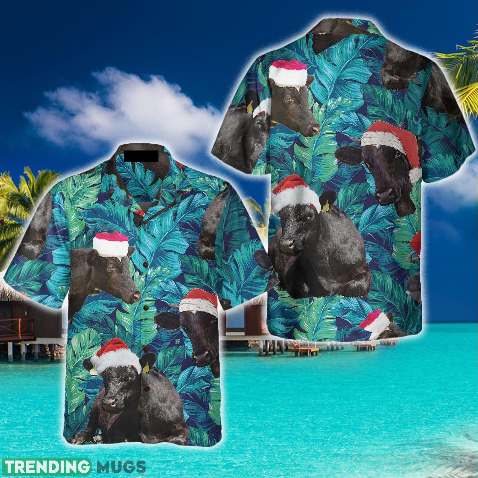 Cows Black Cattle Wear Santa Hat Hawaiian Shirt Aloha Summer For Men And Women Gift - Cows Black Cattle Wear Santa Hat Hawaiian Shirt, Tropical Leaves Pattern Christmas Shirt, Best Gift For Christmas_1 Cows Black Cattle Wear Santa Hat Hawaiian Shirt Aloha Summer For Men And Women Gift - Cows Black Cattle Wear Santa Hat Hawaiian Shirt, Tropical Leaves Pattern Christmas Shirt, Best Gift For Christmas_1