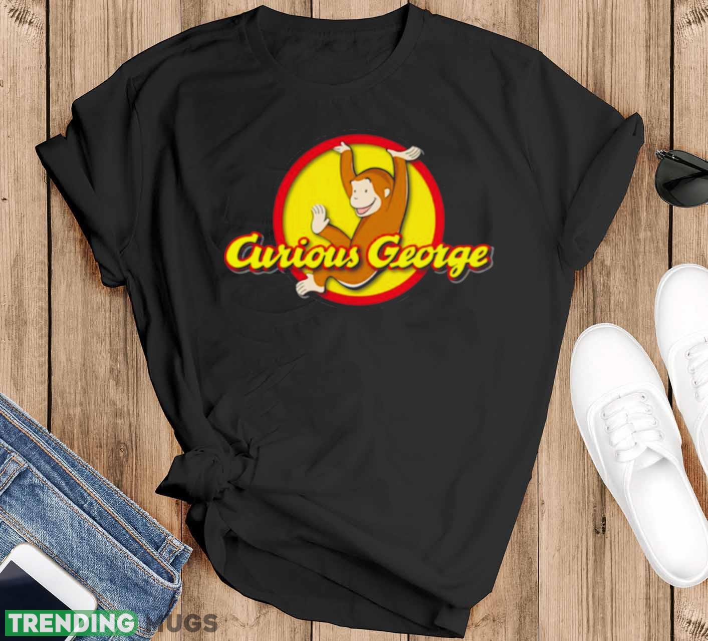 Curious George Playfully Swinging Circle Logo Essential shirt - Black T-Shirt Curious George Playfully Swinging Circle Logo Essential shirt - Black T-Shirt