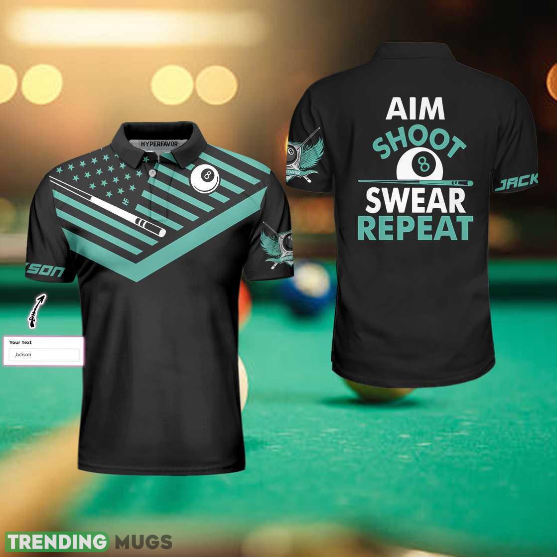 Custom Name Aim Shoot Swear Repeat Billiards, American Flag Billiards Shirt For Billards Lovers Polo Shirt - Aim Shoot Swear Repeat Billiards Custom Polo Shirt, Customized American Flag Billiards Shirt For Billards Lovers_1 Custom Name Aim Shoot Swear Repeat Billiards, American Flag Billiards Shirt For Billards Lovers Polo Shirt - Aim Shoot Swear Repeat Billiards Custom Polo Shirt, Customized American Flag Billiards Shirt For Billards Lovers_1