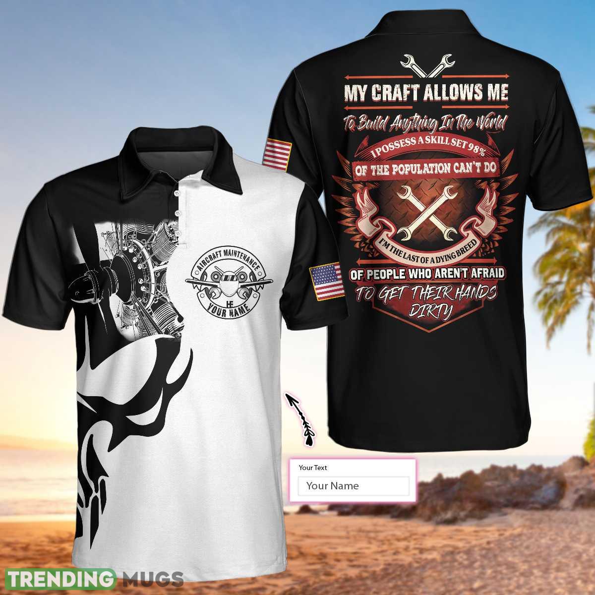 Custom Name Aircraft Mechanic Build Anything Proud, Skull American Flag Aircraft Mechanic Shirt Polo Shirt - Aircraft Mechanic Build Anything Proud Custom Polo Shirt, Personalized Skull American Flag Aircraft Mechanic Shirt For Men_1