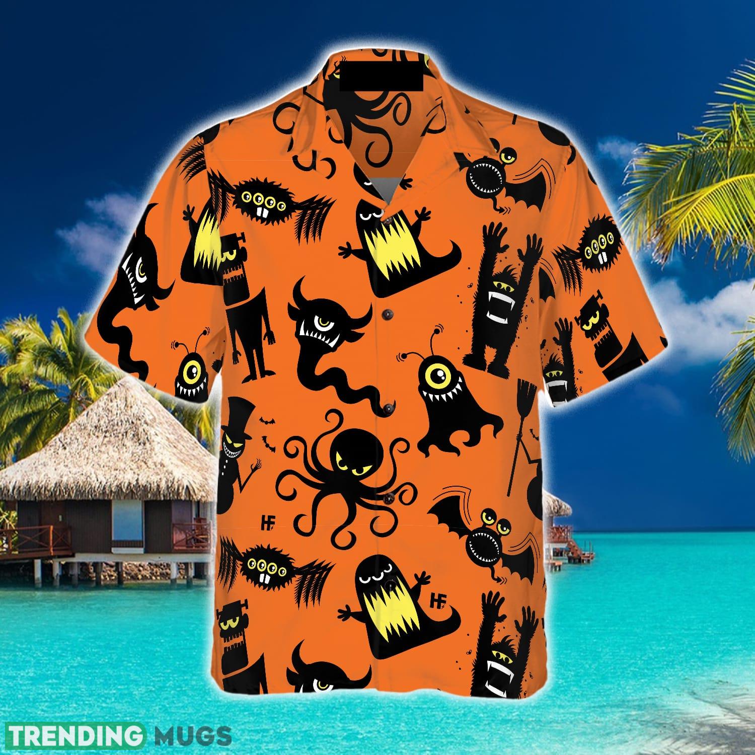 Cute Monster Silhouette Halloween Bigfoot 3D Hawaiian Shirt Beach Summer For Men And Women Gift Hawaiian Shirt Cute Monster Silhouette Halloween Bigfoot 3D Hawaiian Shirt Beach Summer For Men And Women Gift Hawaiian Shirt