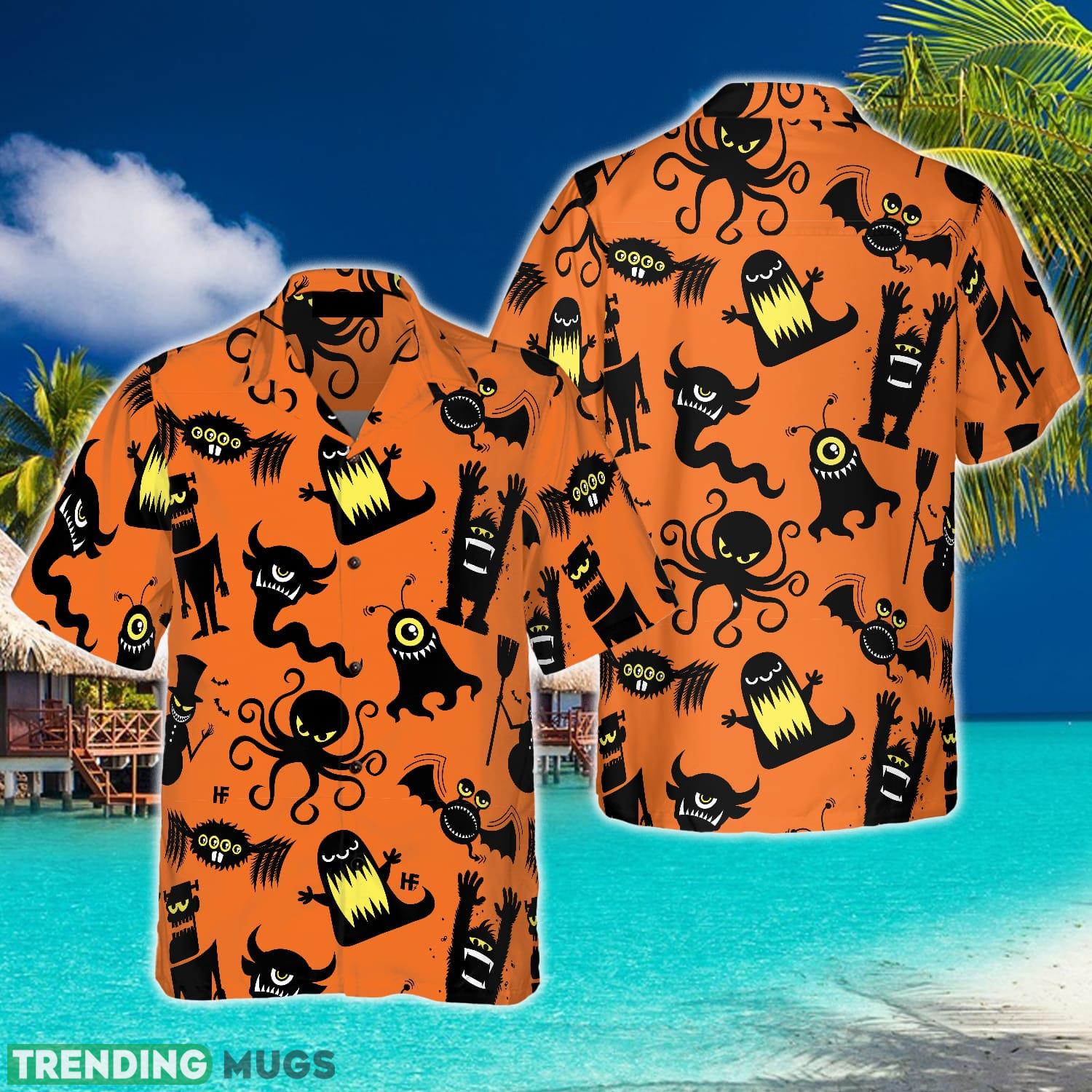 Cute Monster Silhouette Halloween Bigfoot 3D Hawaiian Shirt Beach Summer For Men And Women Gift - Cute Monster Silhouette Halloween Bigfoot Hawaiian Shirt, Pumpkin Orange And Black Halloween Bigfoot Shirt For Men_1 Cute Monster Silhouette Halloween Bigfoot 3D Hawaiian Shirt Beach Summer For Men And Women Gift - Cute Monster Silhouette Halloween Bigfoot Hawaiian Shirt, Pumpkin Orange And Black Halloween Bigfoot Shirt For Men_1